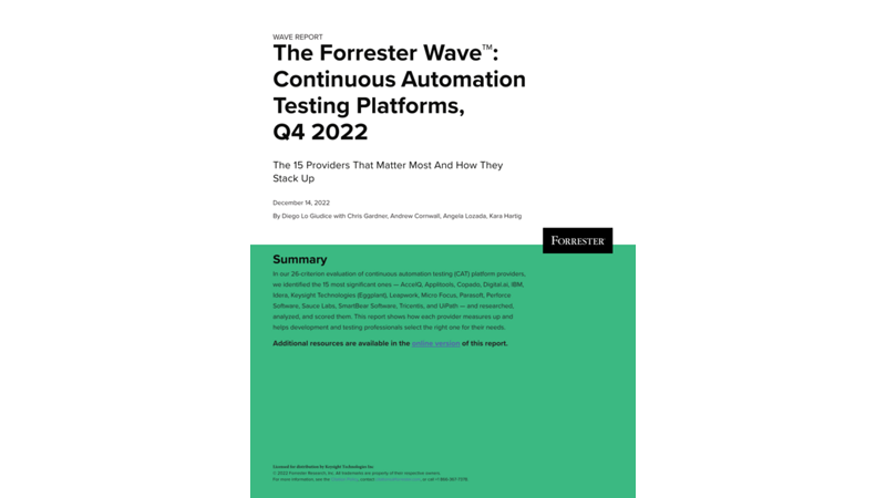  The Forrester Wave™: Continuous Automation Testing Platforms, Q4 2022